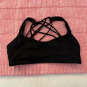 Women's Black Strappy Sports Bra